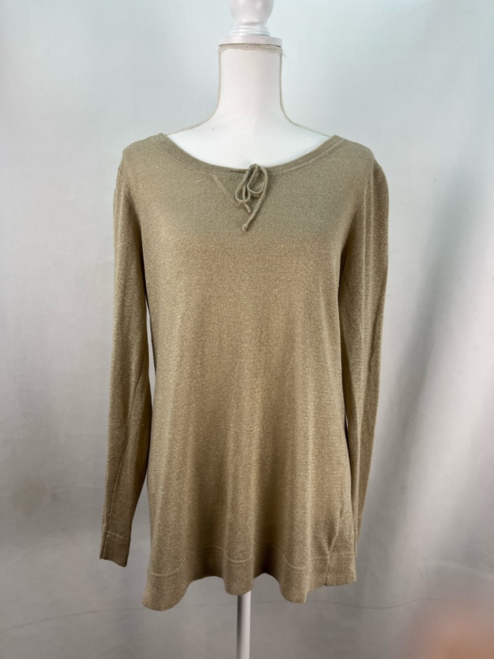 Banana Republic Gold Linen-Blend Metallic Knit Tunic Sweater - Size L